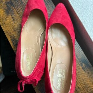 Coach and Four Red Suede Louisa Bow Heels Size 10 US